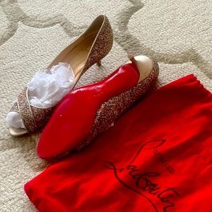 Kitten heel, sparkly  Louboutin formal shoes
